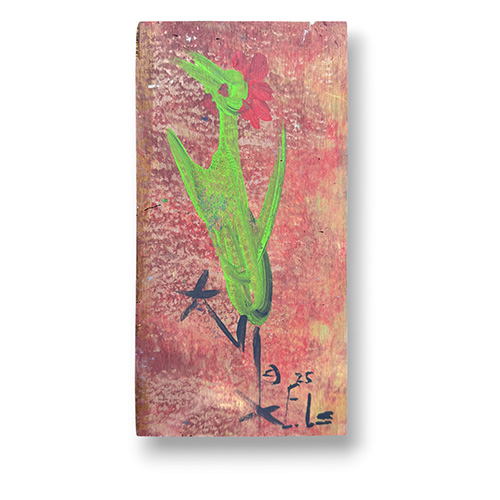 Ernest Lee 5x10 Green Dancing Chicken WP6372 SOLD
